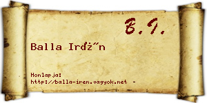 Balla Irén névjegykártya